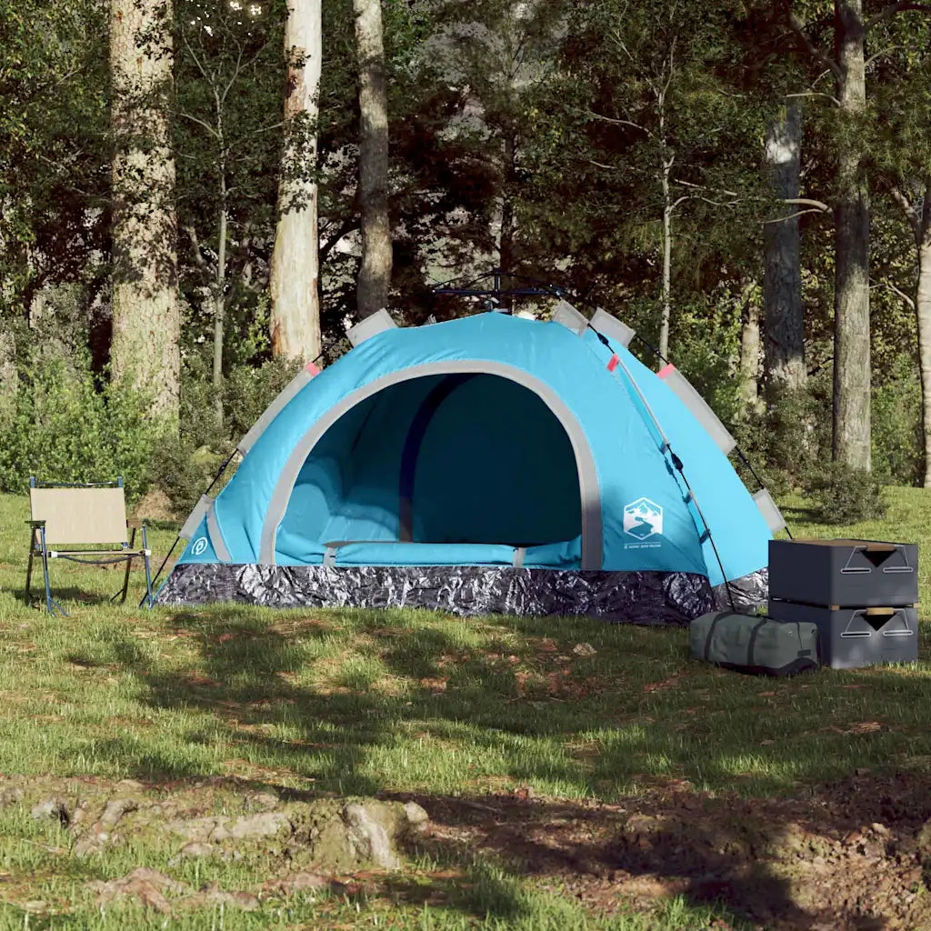 Tenda da Campeggio | Tenda Familiare 4 Persone Blu a Rilascio Rapido