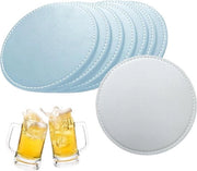 Sostegni Antislip per Bicchieri in Pelle Laminata Zinco e Blu chiaro, 10 pezzi