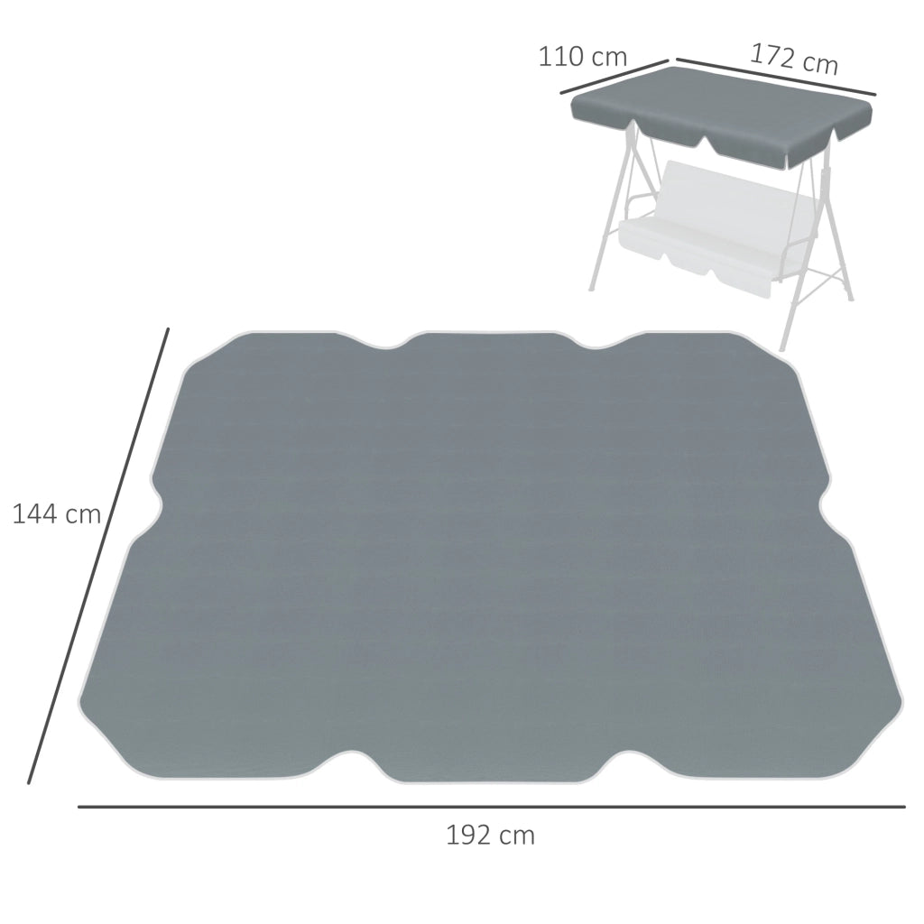Tettuccio di Ricambio per Dondolo UV50+ 192x144 cm Grigio Scuro