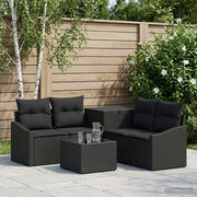 Set di divani 6 pz Nero Rattan sintetico e Acciaio 3447280