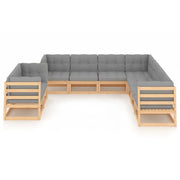 Set Salotto Giardino 9 pz Cuscini Antracite Legno Massello Pino 3076964