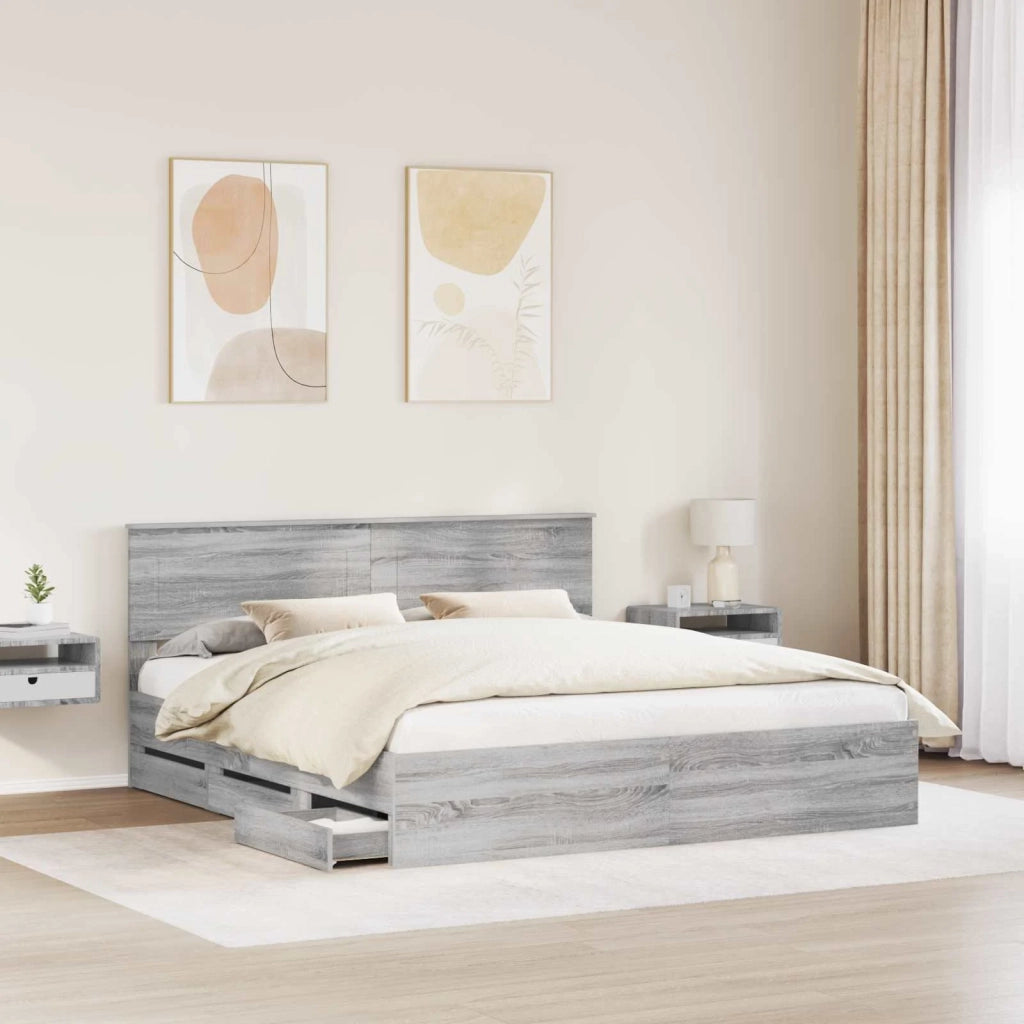 Struttura del letto con cassetto Grigio Sonoma 200 x 200 cm