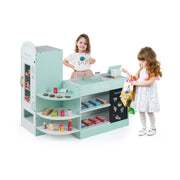 Set da gioco a tema supermercato per bambini dai 3 agli 8 anni 89 x 57 x 88 cm giocattolo interattivo e multifunzionale design moderno in MDF verde 20_0018244