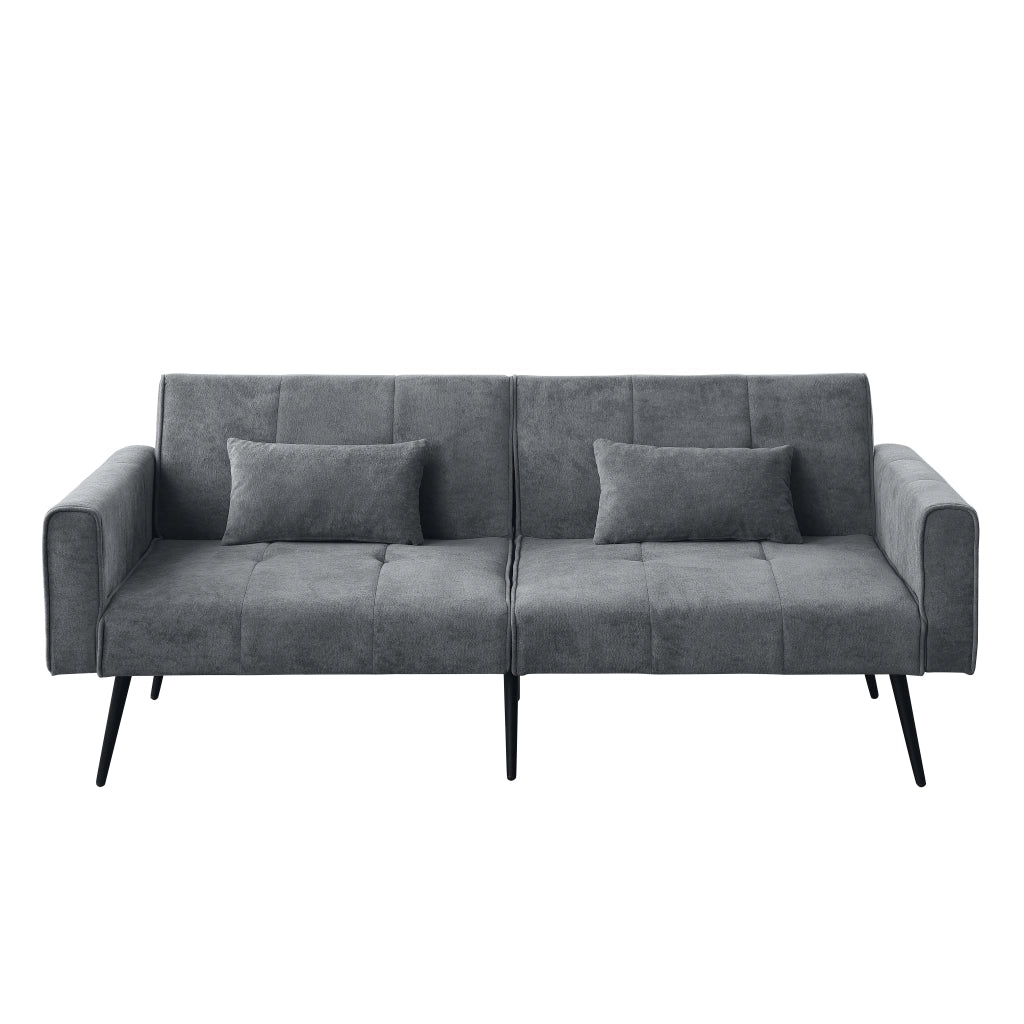 Divano Letto Convertible con Schienale Regolabile per Soggiorno e Studio, in Corduroy, Grigio