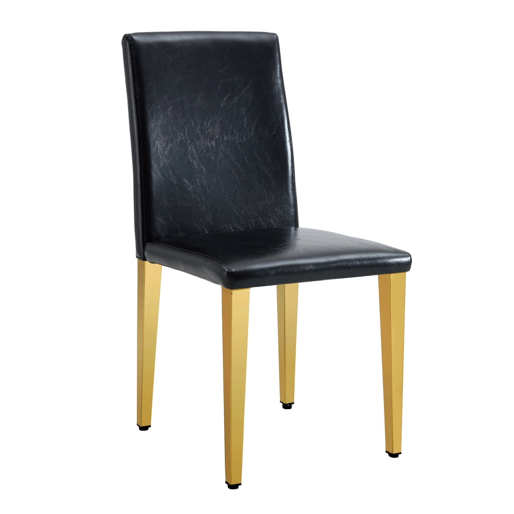 Sedia da pranzo 2 pezzi design minimalista; schienale ergonomico; PU nero e oro