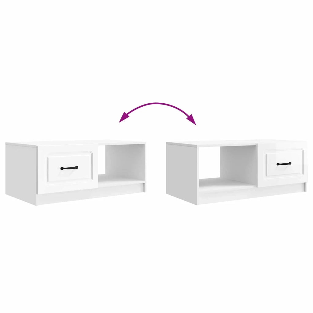 Tavolino da salotto Bianco Lucido 90 x 50 x 37 cm 895879