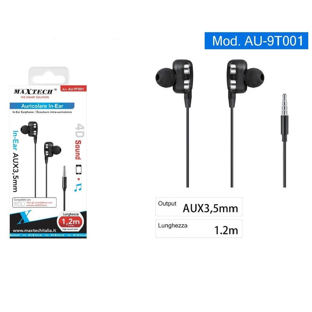 Trade Shop - Auricolari Cuffie In-ear Aux 3,5mm Cavo 1.2mt Alta Velocità Smartphone Au-9t001 -