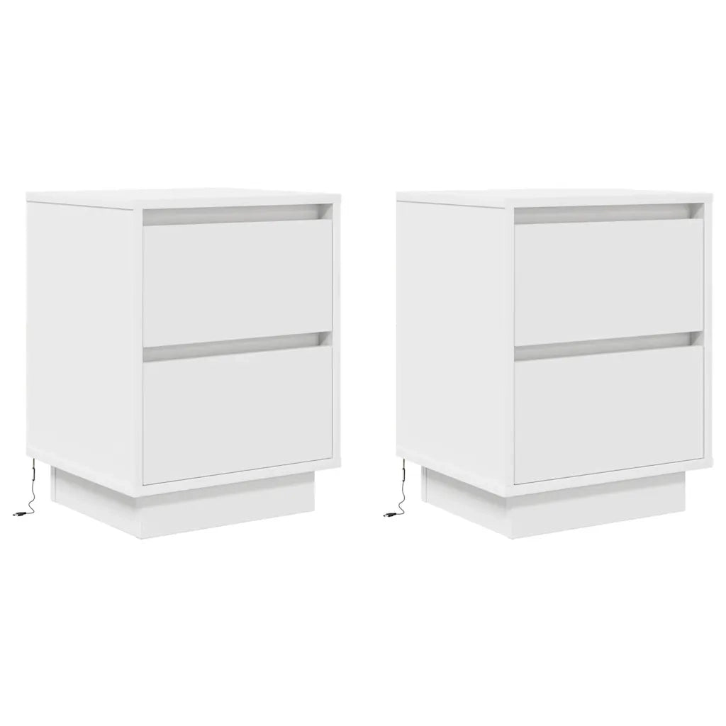 vidaXL Comodini con Luci a LED 2 pz Bianco 38x34x50 cm
