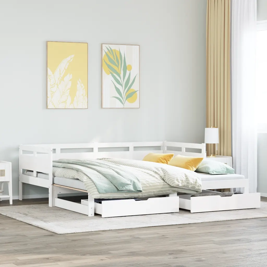 vidaXL Letto Estraibile con Cassetti senza Materasso Bianco 80x200 cm