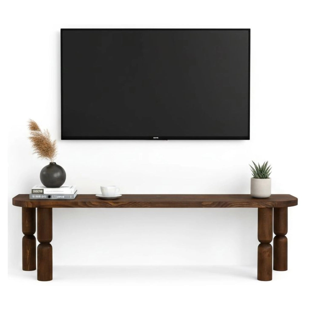 Mobile porta TV Fengshen, Credenza da soggiorno, Armadio basso per TV, Base parete attrezzata, 140x35h40 cm, Noce