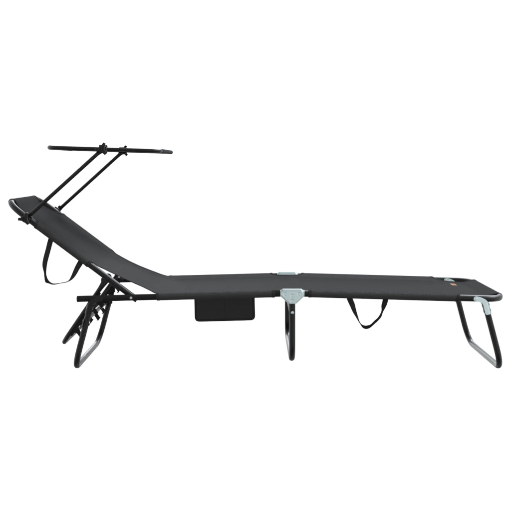 Lettini Prendisole 2 pcs con Tetto Nero Tessuto Oxford 600D