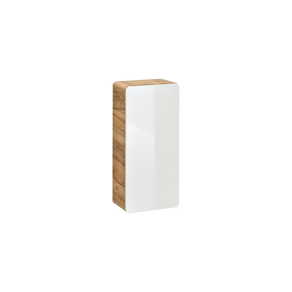 Mobile bagno ERBANO – Rovere chiaro e bianco lucido – 35x75 cm – 1 porta – Da appendere