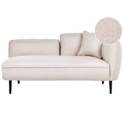Chaise longue Destra in poliestere beige chiaro con cuscino e gambe metallo da salotto
