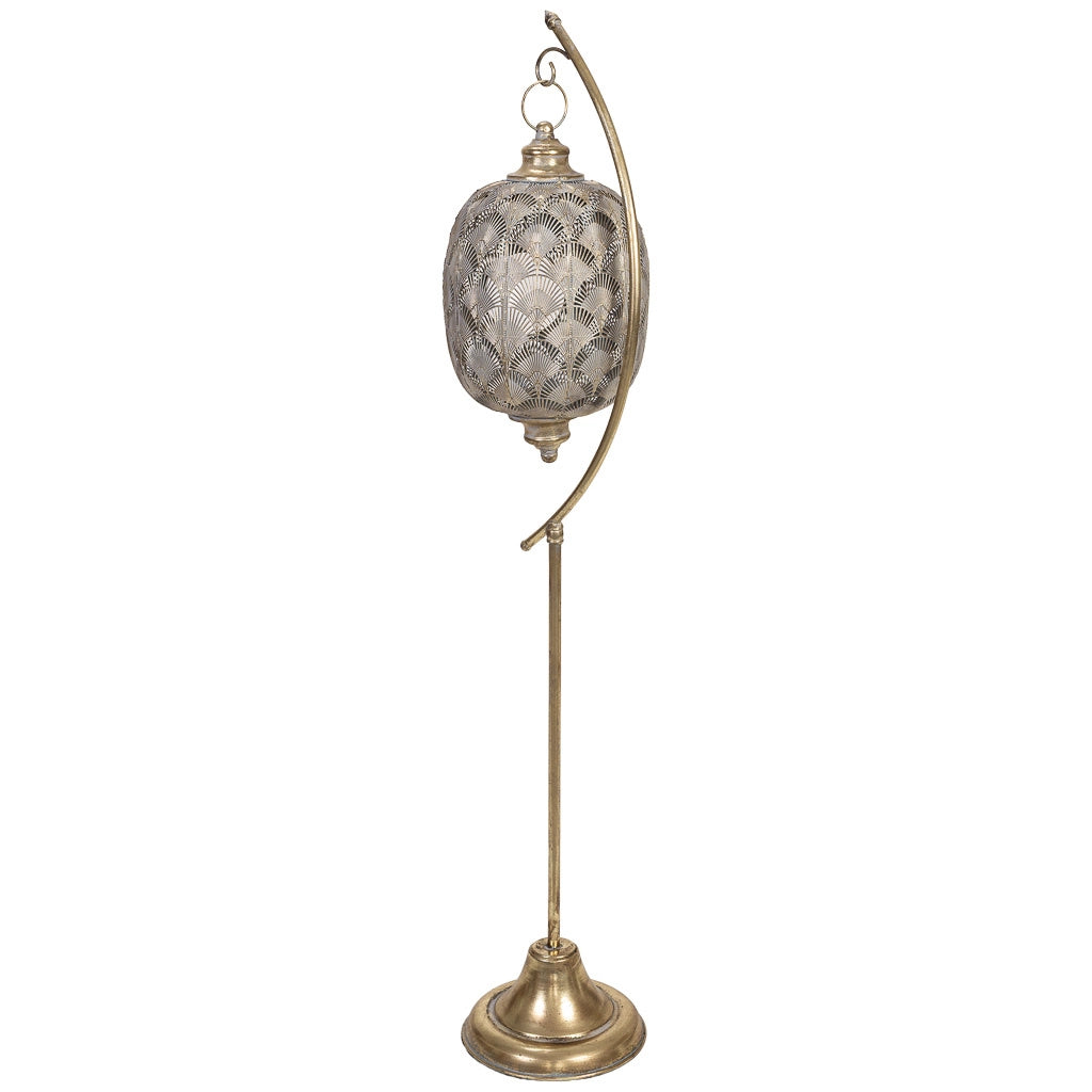 Portacandele in metallo dorato 29,5x25x131h cm