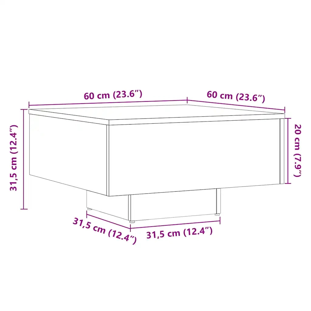 Tavolino Salotto Legno Antico 60x60x31,5 cm Legno Multistrato 856550