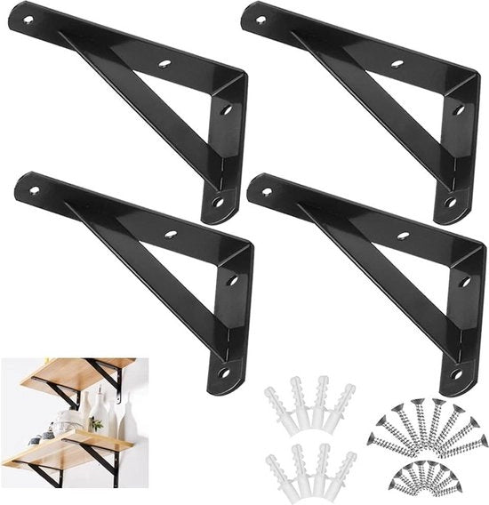 Supporti per pannelli metallici a forma di triangolo - 4 pezzi - sostegni per pannelli pesanti - 16 viti - supporti per parete per pannelli - decorazione - anello di espansione - 78 x 47 cm