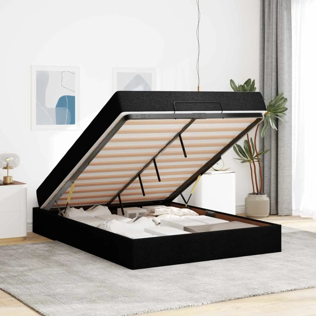 Struttura letto con materasso 2 pcs Nero Tessuto 3399503