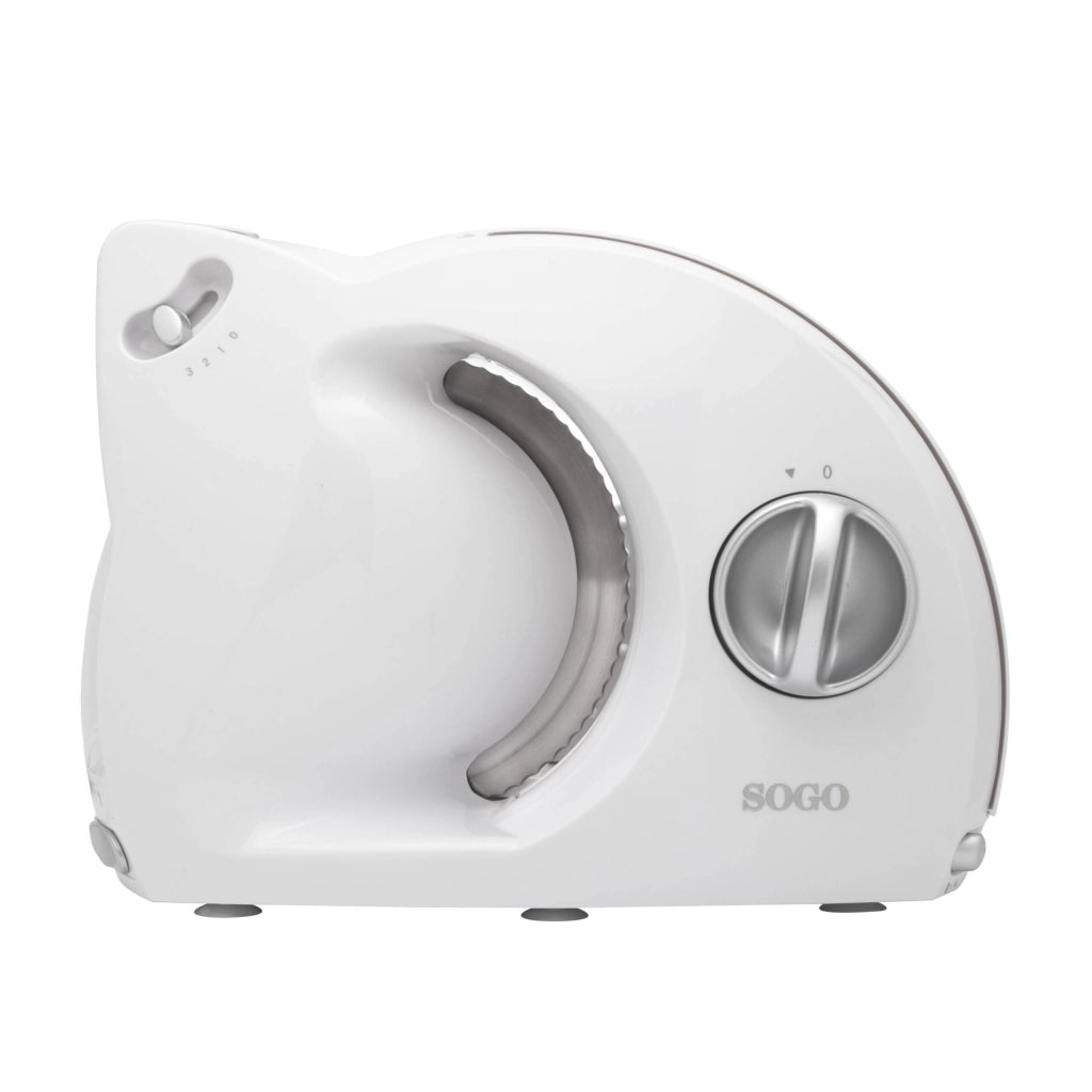Affettatrice elettrica per salumi e formaggi, lama acciaio inox 170mm, 3 velocità regolabili, taglio da 0 a 15mm 150W - SOGO