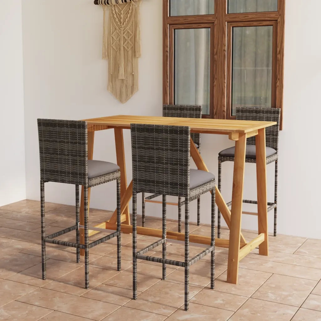 Set da Bar da Giardino 5pz con Cuscini Grigio cod mxl 40626