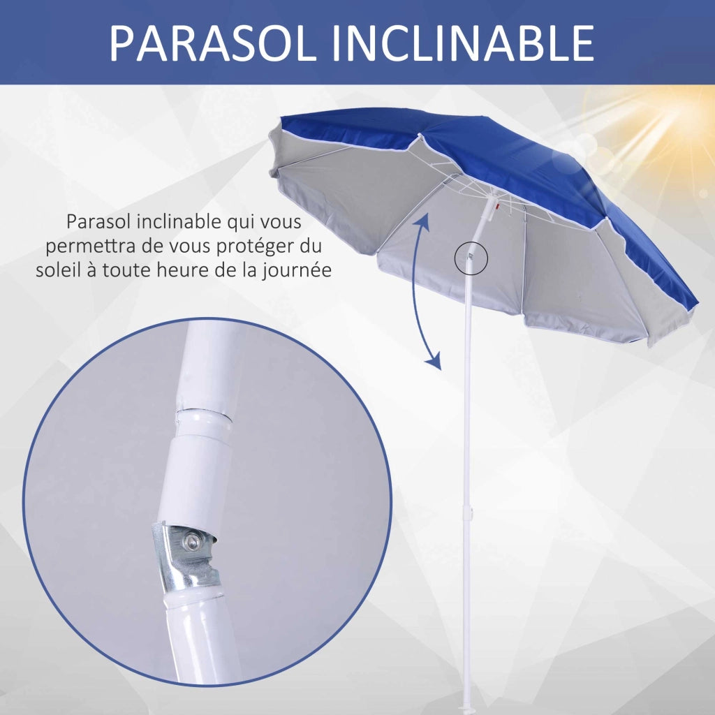 Ombrellone da giardino pieghevole ottagonale ¨C zephmum ¨C 160 cm blu tessuto anti-UV
