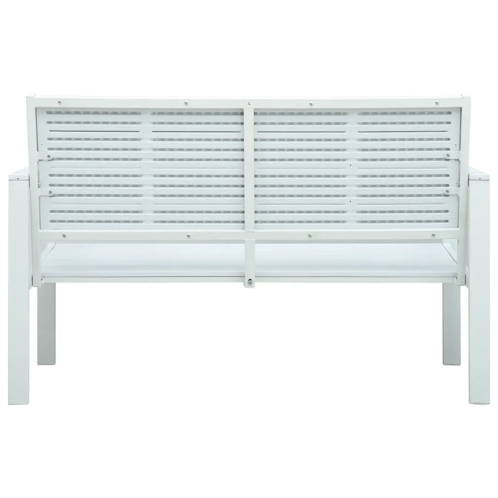 Panchina da Giardino 120 cm in HDPE Bianca con Aspetto Legno