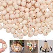 Set di perle di legno naturale - 150 pezzi, 20 mm, perle rotonde non lavorate per artigianato DIY