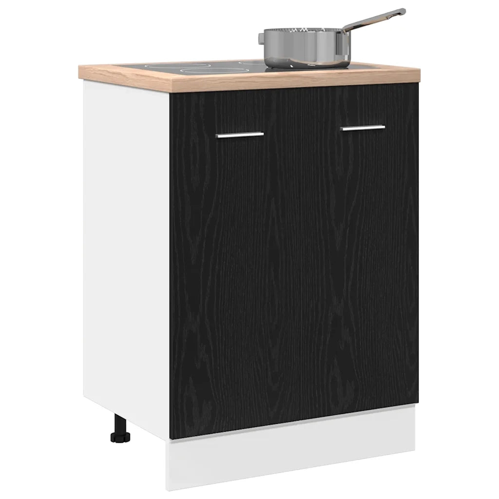 Mobile Base Rovere Nero 60x46x81,5 cm Legno Ingegnerizzato 863216