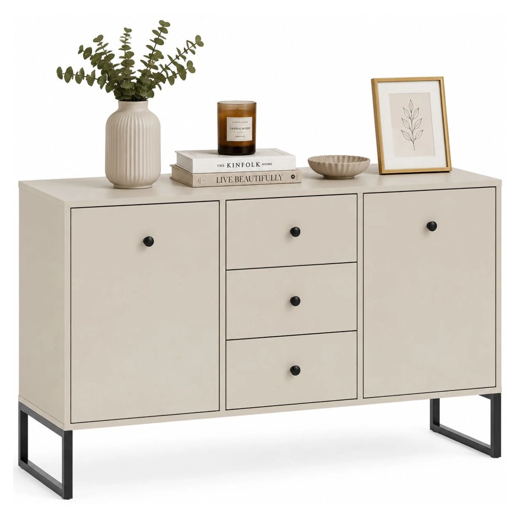 Madia Lerelova, Credenza 3 Cassetti, 115x33x82h cm Beige Cashmere