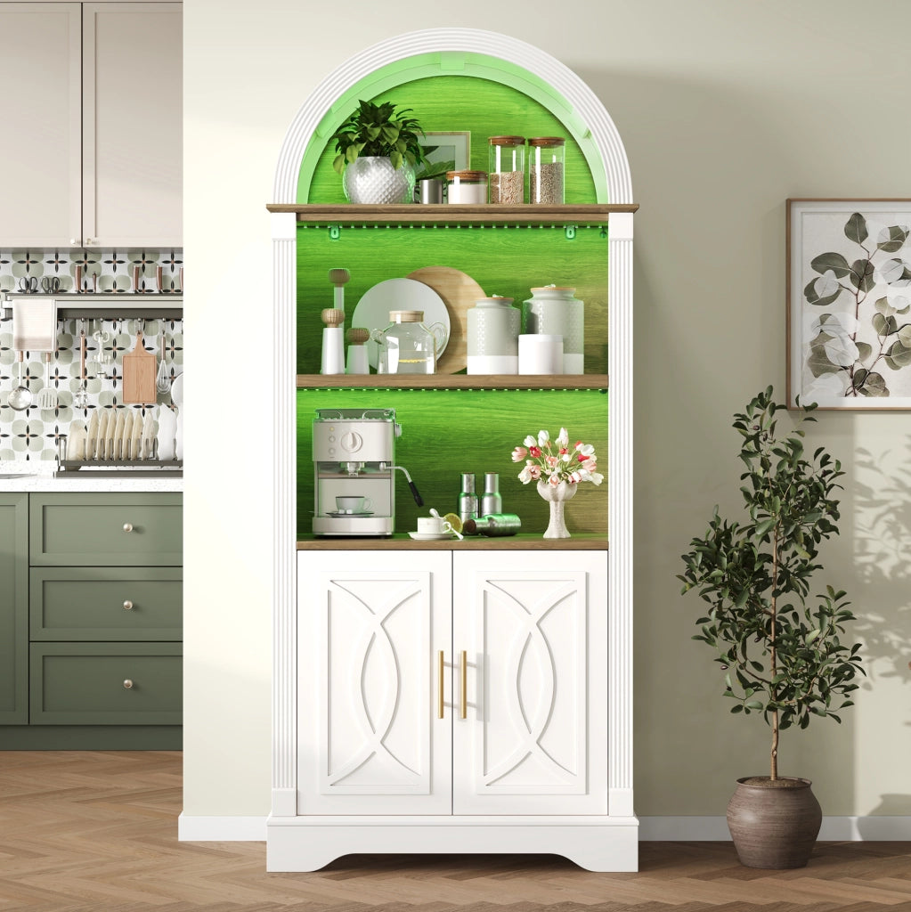 CREDENZA ALTA con LED 76,2x40,1x180 cm in MDF e PB Bianca