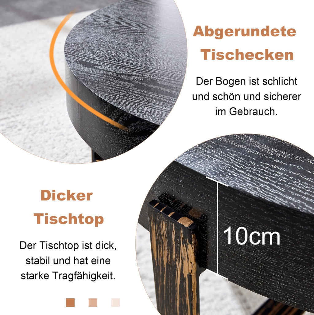 Tavolino da caffè rotondo ? 68 cm in MDF nero e metallo bronzo antico