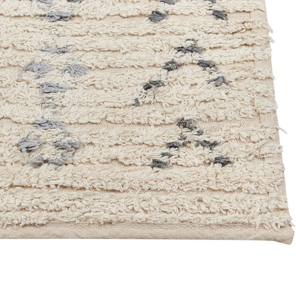 Tappeto in cotone beige 140 x 200 cm minimalista fatto a mano motivo geometrico soggiorno camera da letto