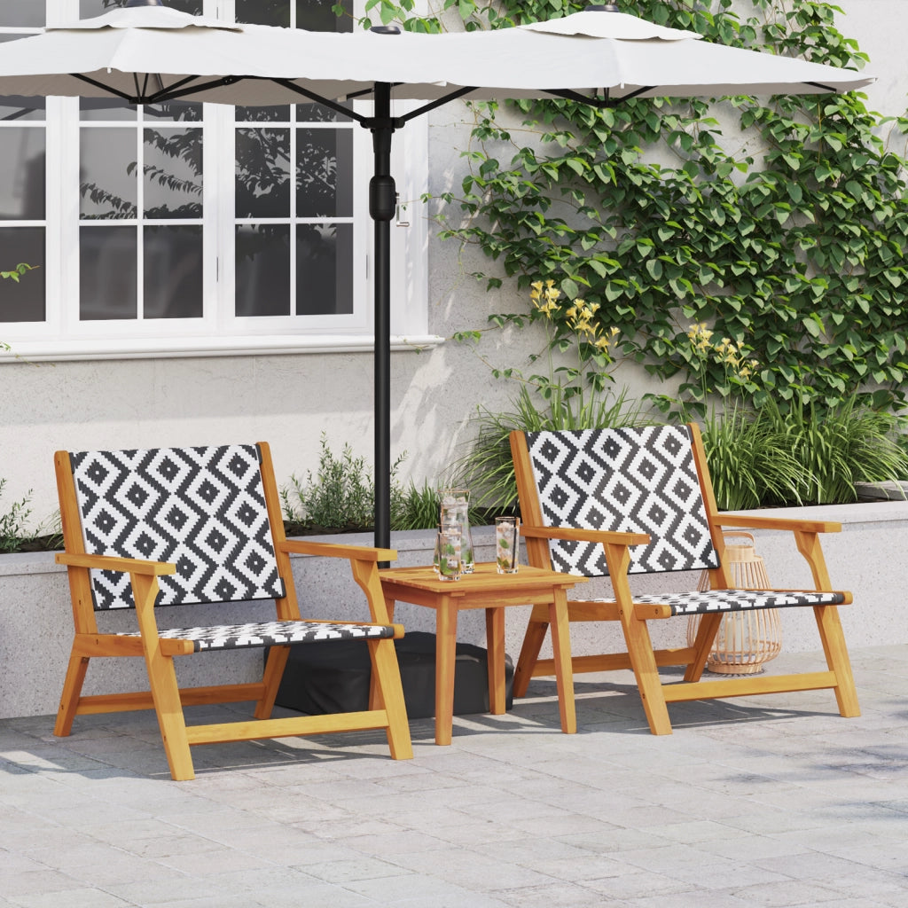 Sedie da Giardino 2 pz Nero e Bianco 76x67x73 cm Legno Massello di Acacia