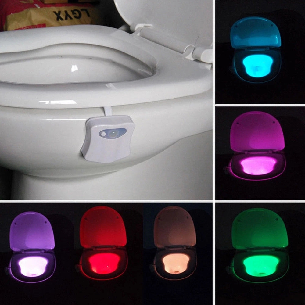 Trade Shop - Lampada Per Wc Water 8 Colori Luce Notturna Bagno Led Rgb Universale Con Sensore Movimento -
