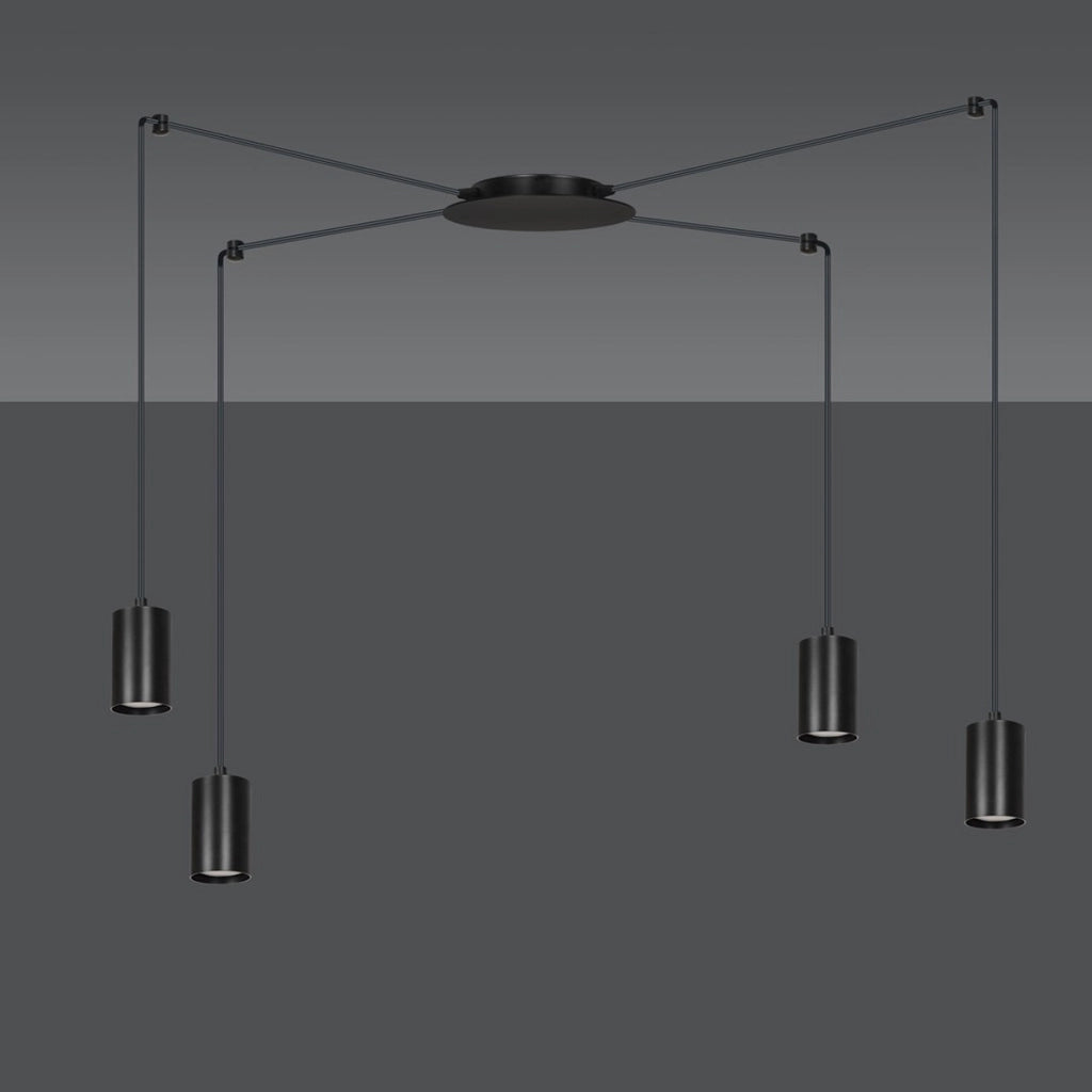 Lampada a sospensione TRAKER con struttura in acciaio nero