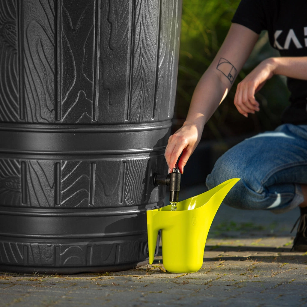 Serbatoio per acqua piovana KADAX da 265 litri con rubinetto e supporto.