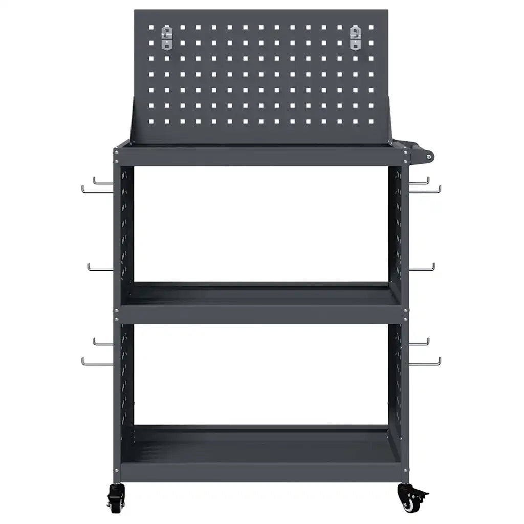 vidaXL Carrello per Attrezzi con ruota Antracite 65 x 35 x 111 cm