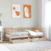 Dormeuse con Cassetti 90x190 cm in Legno Massello Pino 3302136