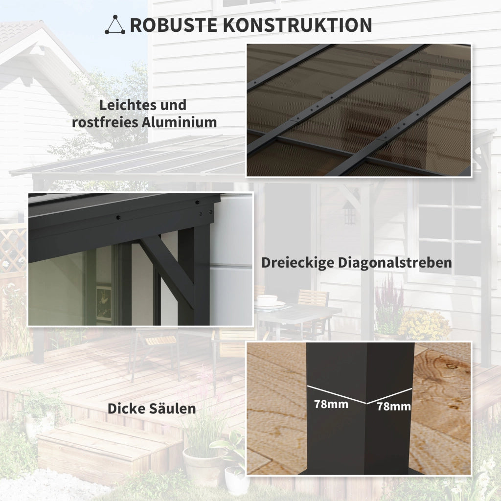 Pergola in metallo con tetto impermeabile ¨C zephmum ¨C 3x3 m, antracite, resistente al vento e ai raggi UV