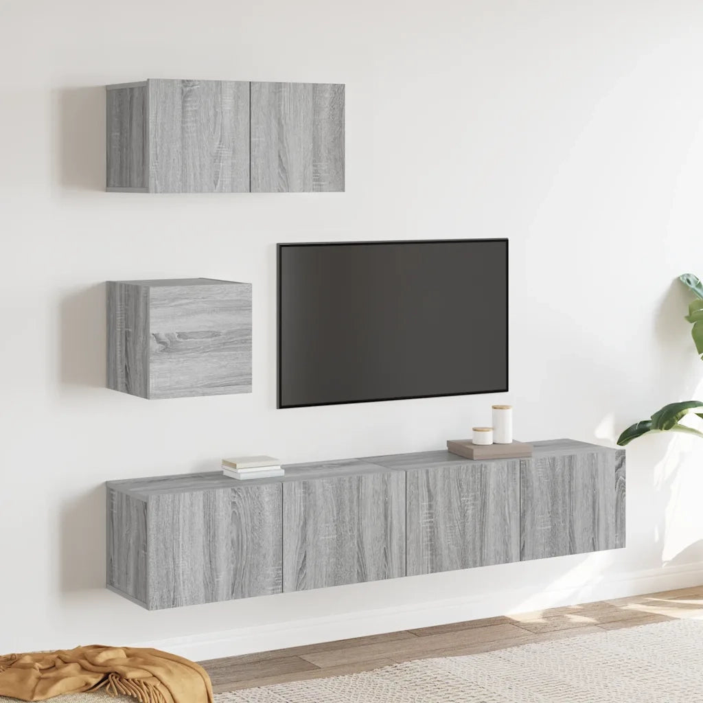Set di Mobili Porta TV 4 pz Grigio Sonoma in Legno Multistrato cod mxl 20231