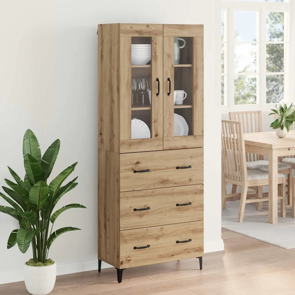 Credenza | Madia | Buffet da pranzo | Armadio da pranzo con cassetto Rovere artigianale 69,5 x 34 x 180 cm