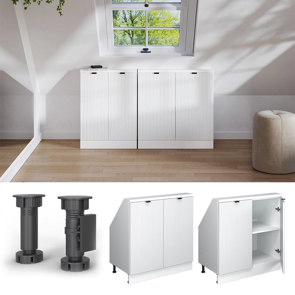 Mobile cucina sottotetto R-Line Ondulazione bianca/Bianco 80 cm con 2 porte Vicco