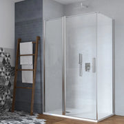 Parete fissa porta battente 6mm cristallo temprato cromo lucido *** misure 87-89xh195 cm trasparente, confezione 1