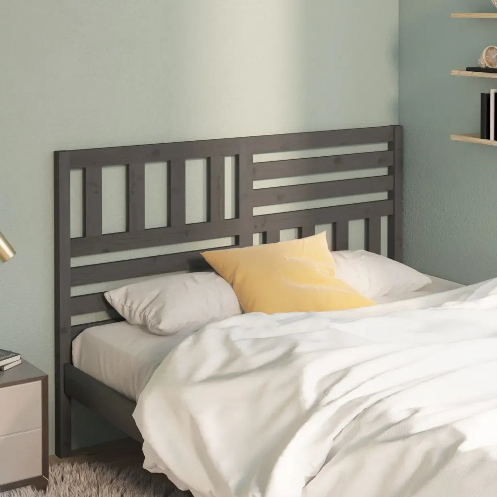 Testiera | Testata per Letto Grigia 156x4x100cm in Legno Massello di Pino