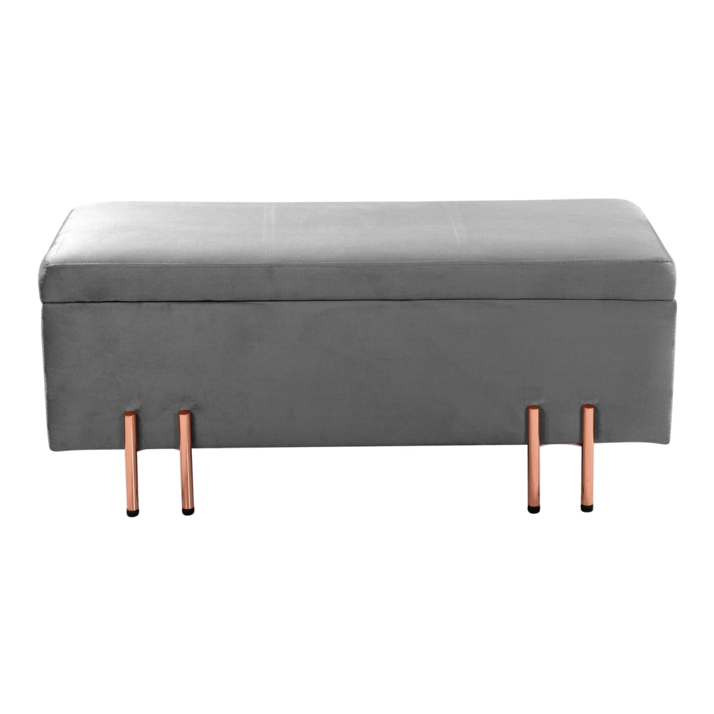 Ottomana Dals Cassapanca con Seduta Imbottita 100x40x42 cm Grigio [en.casa]
