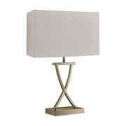 Lampada Da Scrivania Contemporanea Club Acciaio Ottone Tessuto Bianco 1 Luce E14