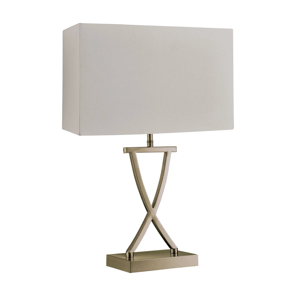 Lampada Da Scrivania Contemporanea Club Acciaio Ottone Tessuto Bianco 1 Luce E14