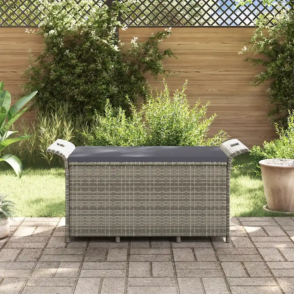 Panca da Giardino con Cuscino Grigio 116x46x57 cm in Polyrattan 363418