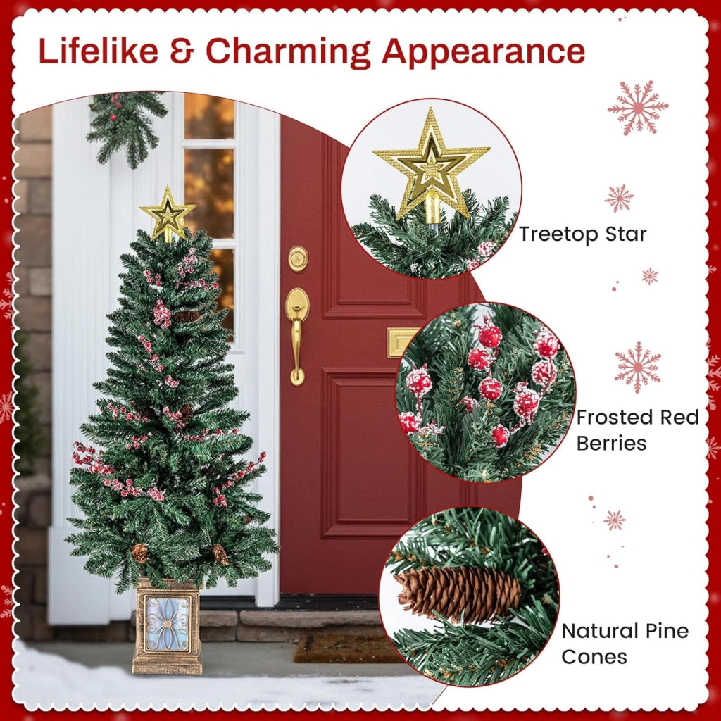 Set Natalizio 2 Alberi Artificiali di Natale da 120 cm in Vaso e Ghirlanda Natalizia di 270 cm, Mini Alberi e Ghirlande Decorate