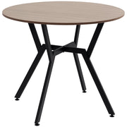 Tavolo da Pranzo Rotondo ¨C zephmum ¨C Legno e Acciaio Nero e Marrone ?90x76 cm