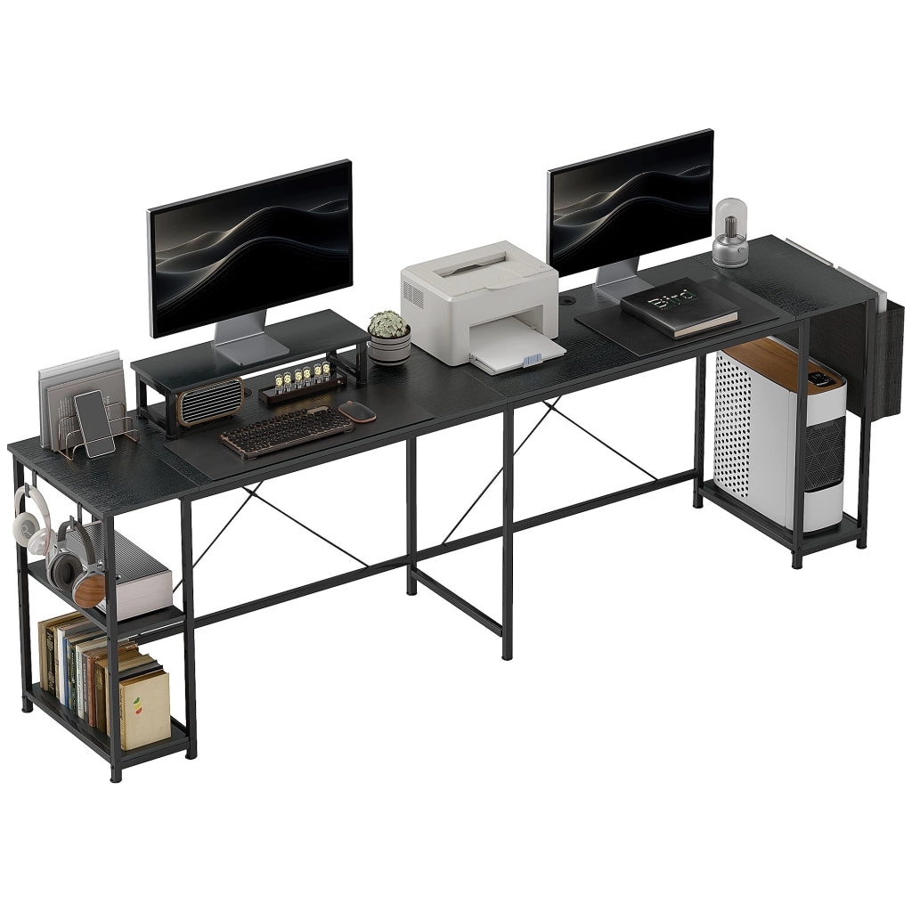 Scrivania angolare modulabile reversibile industriale - Xylo - 168-240 cm con ripiani regolabili
